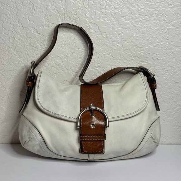 Coach Handbags - Coach Y2K SoHo White/Brown Leather Shoulder Bag